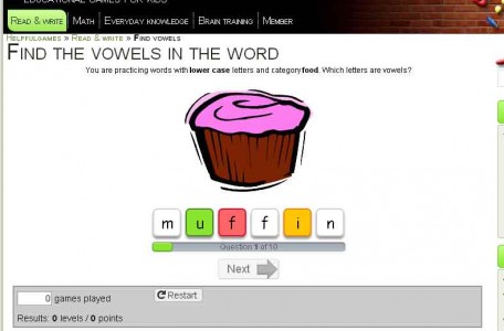 New game about vowels - Helpful Games