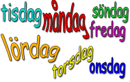 Days of the week in Swedish